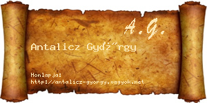 Antalicz György névjegykártya